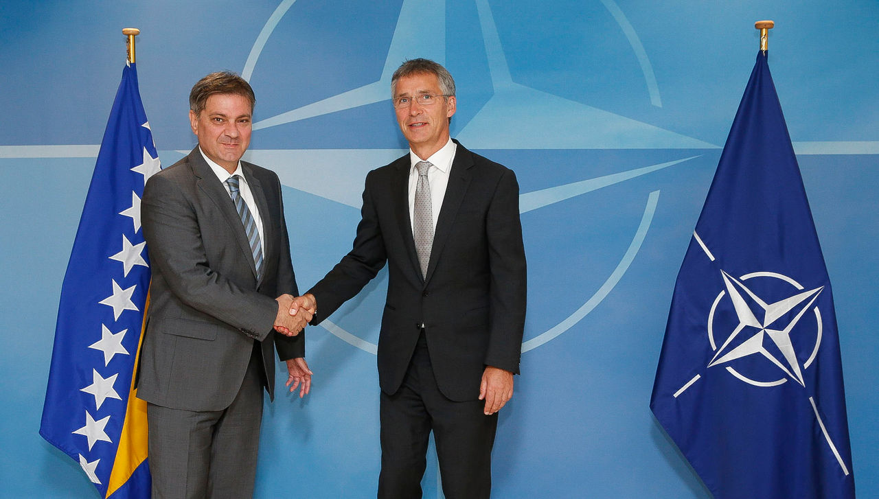 NATO Secretary General Jens Stoltenberg meets with the Chairman of the Council of Ministers of Bosnia and Herzegovina Denis Zvizdic