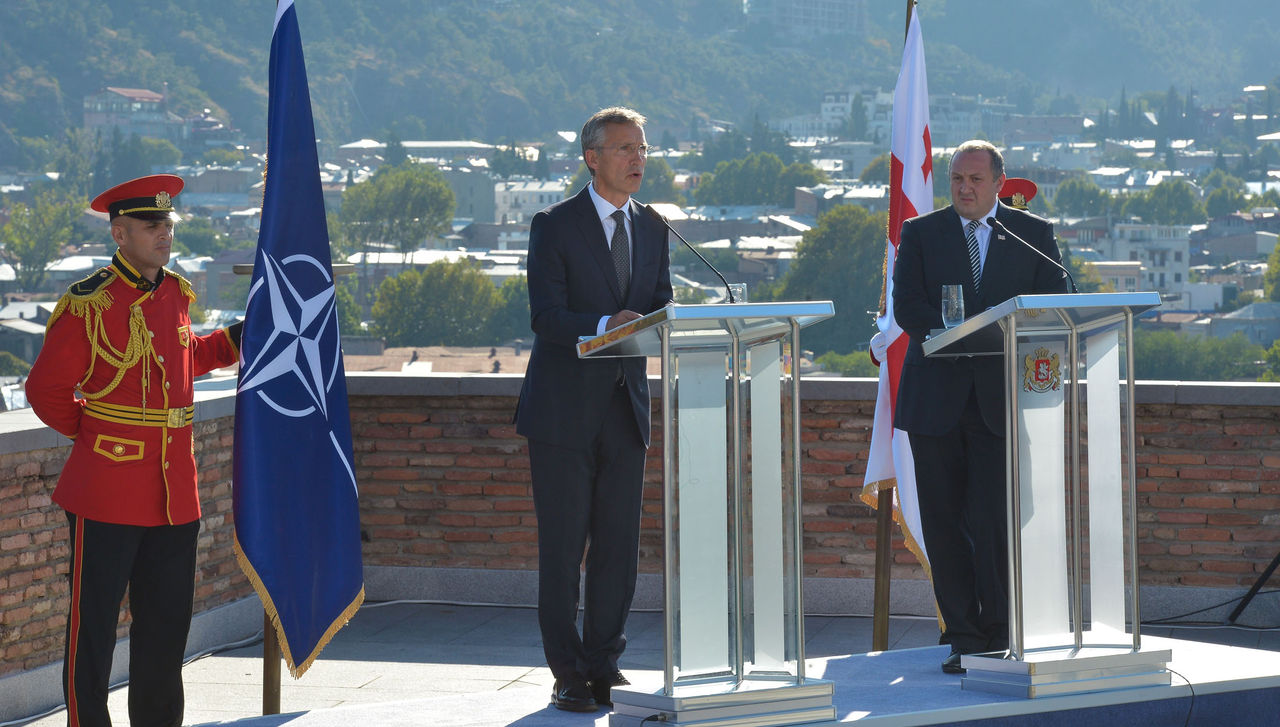 Joint press point with NATO Secretary General Jens Stoltenberg and the President of Georgia, Giorgi Margvelashvili