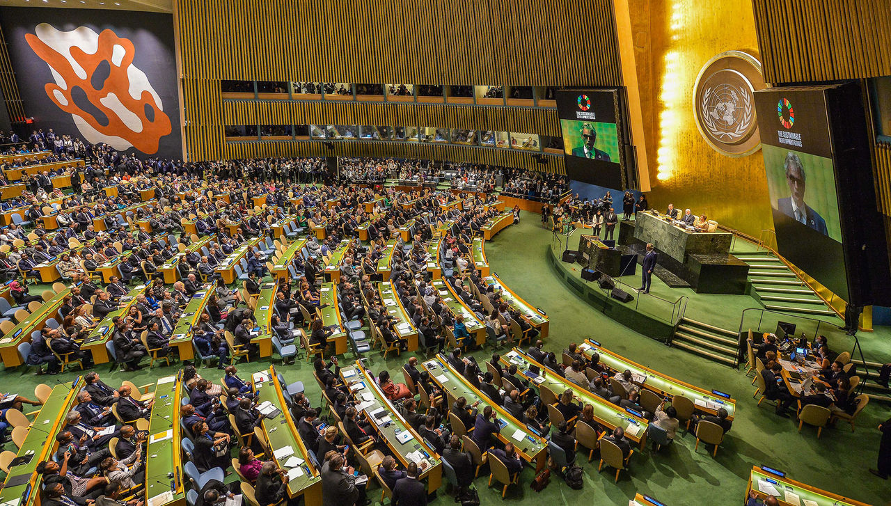 NATO Secretary General Jens Stoltenberg attending the opening session of the United Nations General Assembly