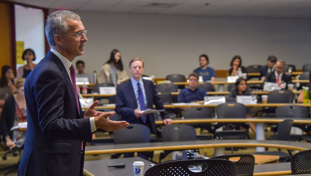 NATO Secretary General Jens Stoltenberg attending seminar at Harvard Kennedy School