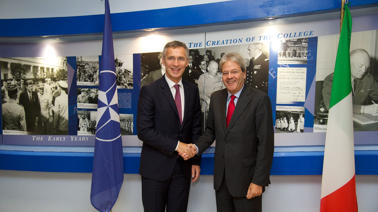 NATO Secretary General Jens Stoltenberg and Paolo Gentiloni, Minister of Foreign Affairs of Italy