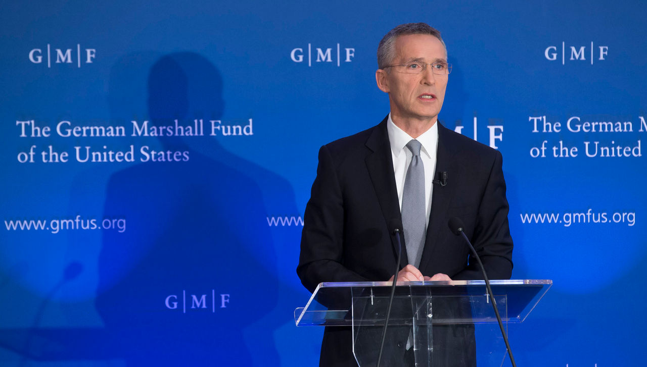 NATO Secretary General Jens Stoltenberg speaking about transatlantic security, European defence and NATO-EU cooperation at an event organized by the German Marshall Fund of the United States
