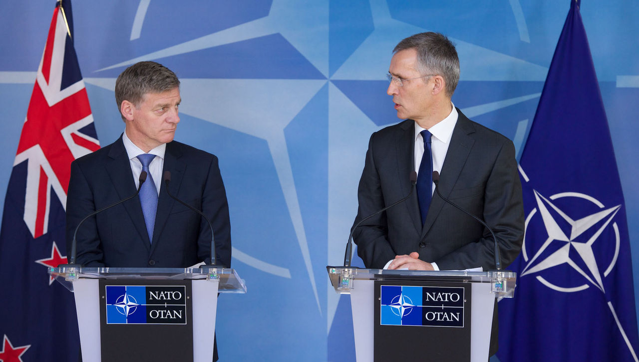 Joint press point with NATO Secretary General Jens Stoltenberg and the Prime Minister of New Zealand, Bill English