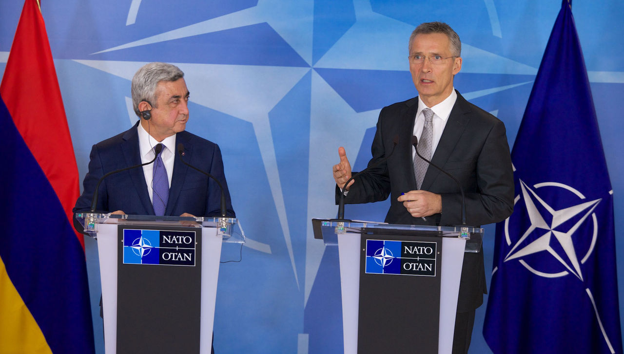 Joint press point with NATO Secretary General Jens Stoltenberg and the President of the Republic of Armenia, Serzh Sargsyan