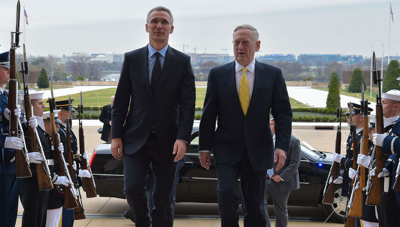 NATO Secretary General Jens Stoltenberg meets with Jim Mattis, Secretary of Defense of the United States of America