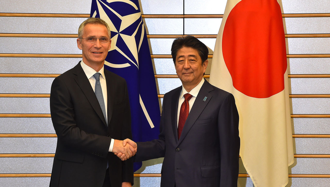 NATO Secretary General Jens Stoltenberg and the Prime Minister of Japan, Shinzo Abe