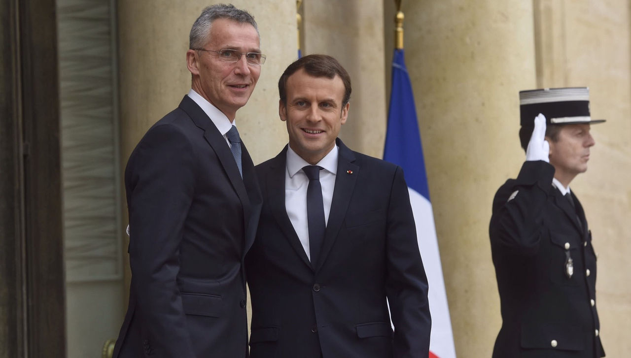 NATO Secretary General Jens Stoltenberg meets with the President of the French Republic, Emmanuel Macron