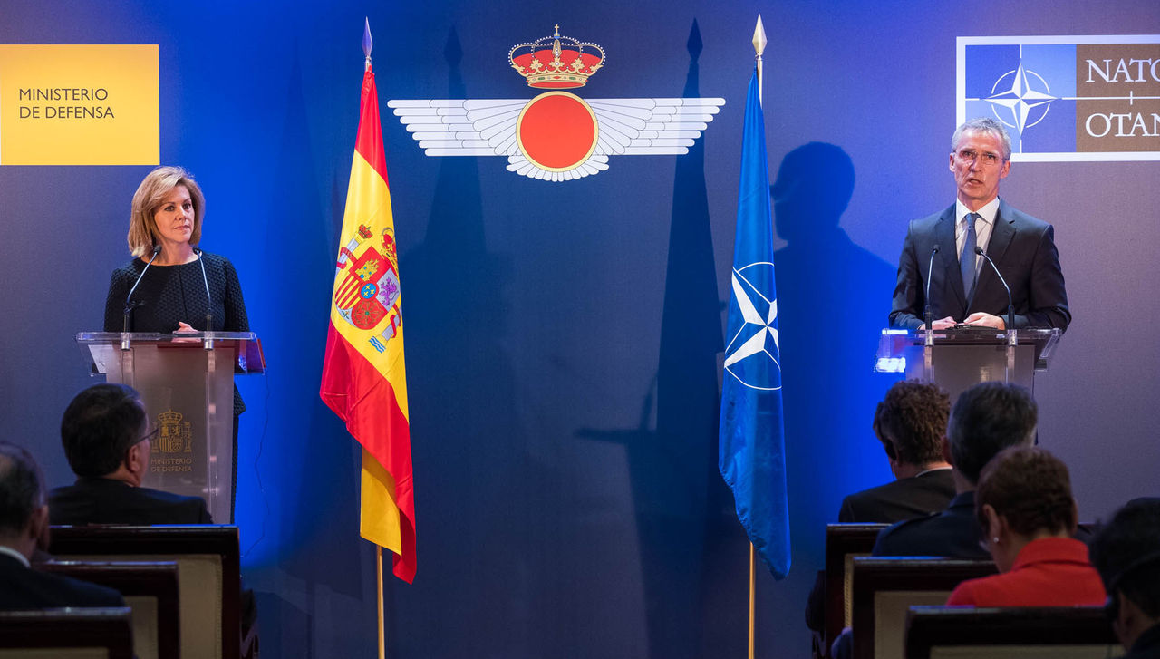 Joint press conference with NATO Secretary General Jens Stoltenberg and Maria Dolores de Cospedal Garcia, Minister of Defence of Spain