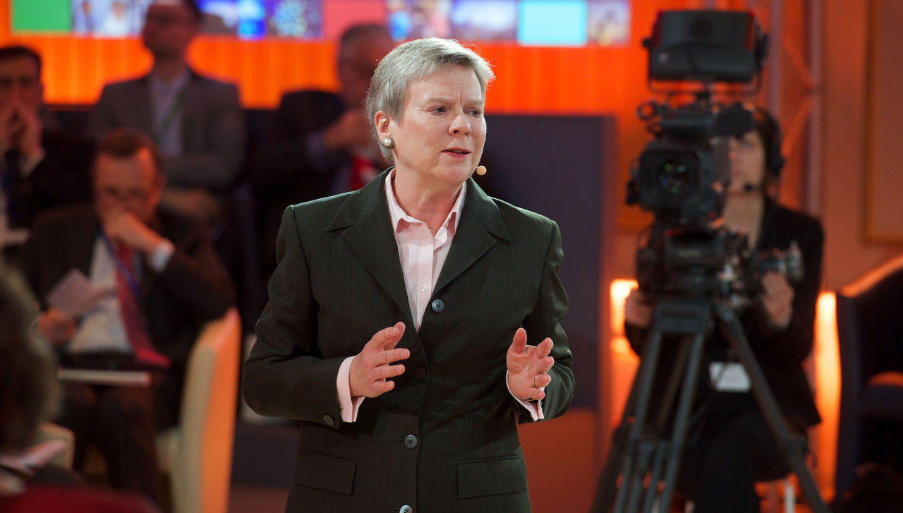 NATO Deputy Secretary General, Rose Gottemoeller, participating in a panel discussion at the Brussels Forum, an annual conference organized by the German Marshall Fund of the United States