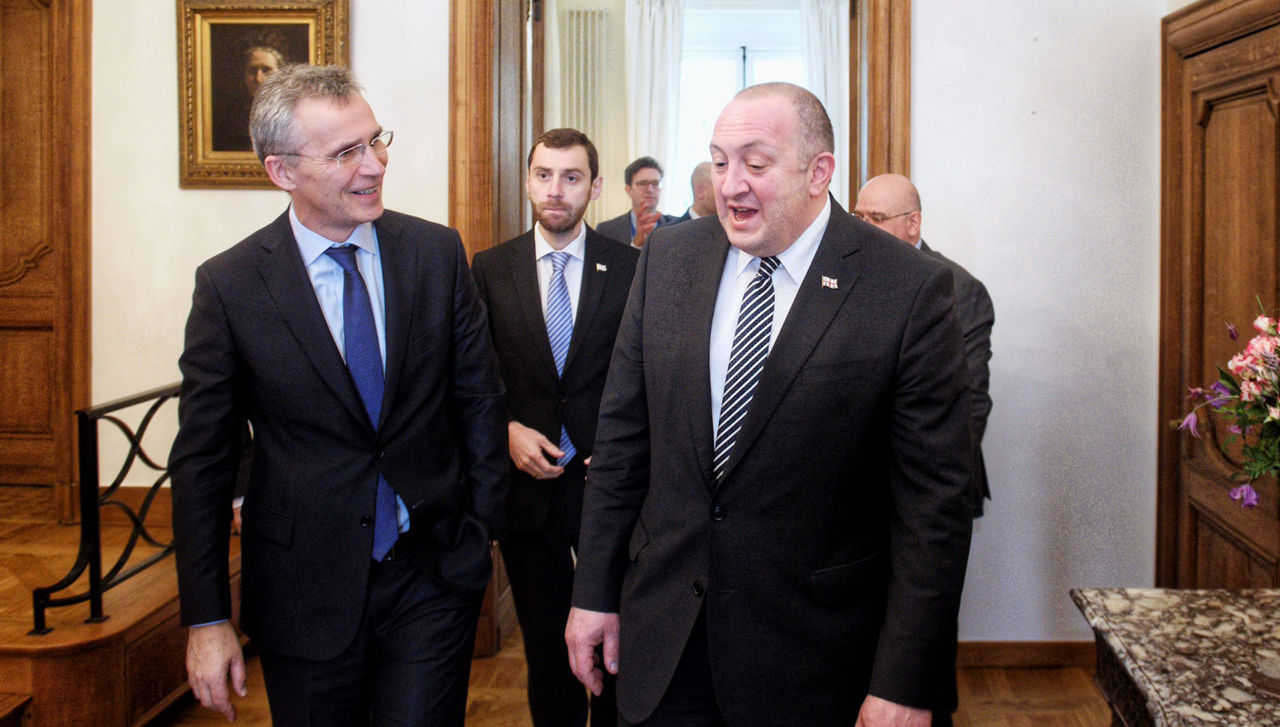 NATO Secretary General Jens Stoltenberg and the President of Georgia, Giorgi Margvelashvili