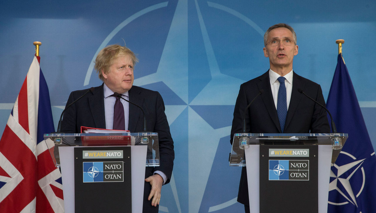 Joint press point with NATO Secretary General Jens Stoltenberg and the Foreign Secretary of the United Kingdom, Boris Johnson