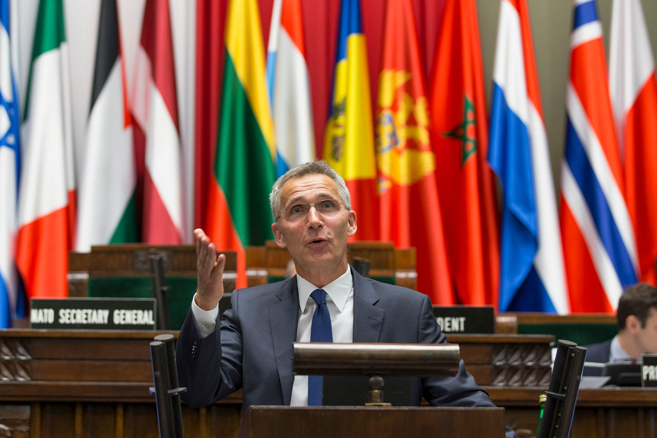 NATO Secretary General Jens Stoltenberg addresses the NATO Parliamentary Assembly Plenary session