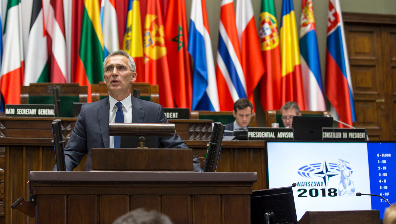 NATO Secretary General Jens Stoltenberg addresses the NATO Parliamentary Assembly Plenary session