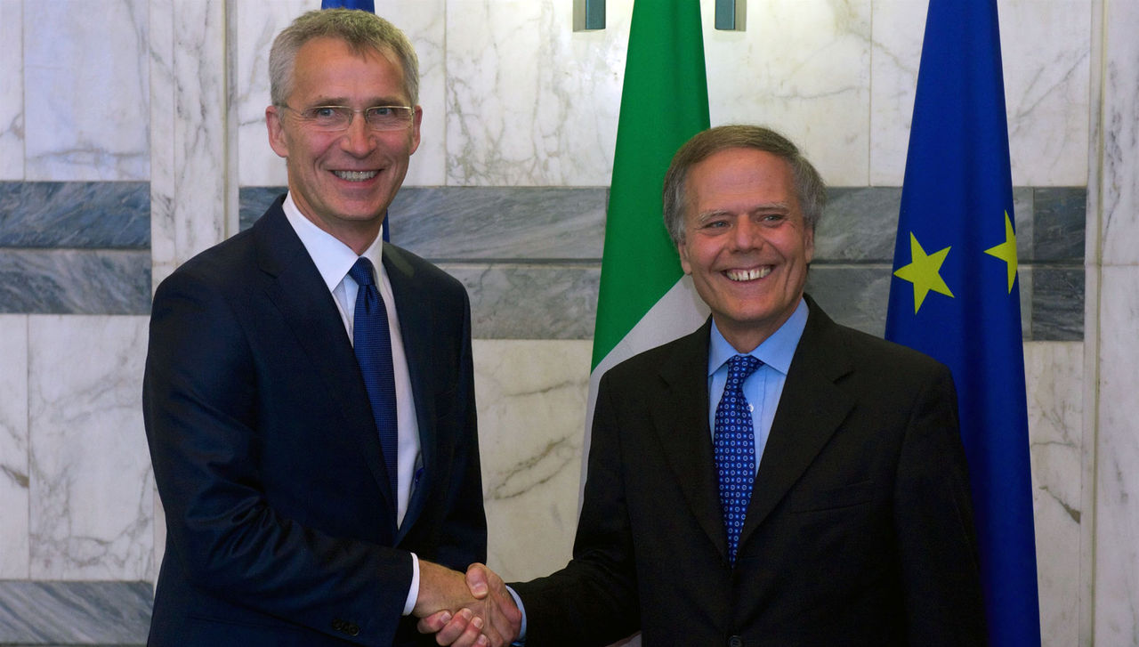 NATO Secretary General Jens Stoltenberg and Enzo Moavero Milanesi, Minister of Foreign Affairs of Italy