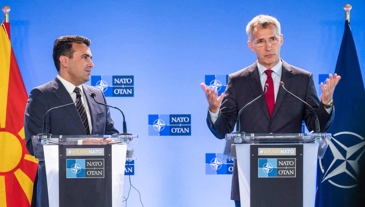 Joint press point with NATO Secretary General Jens Stoltenberg and the Prime Minister of the former Yugoslav Republic of Macedonia(1), Zoran Zaev