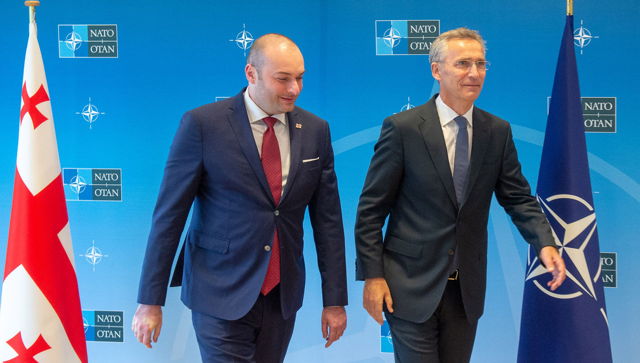 NATO Secretary General Jens Stoltenberg and the Prime Minister of Georgia, Mamuka Bakhtadze