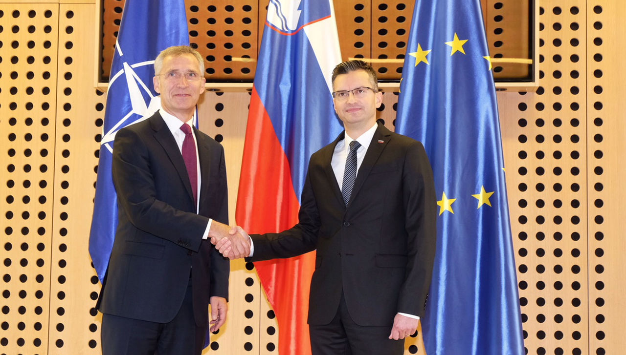 NATO Secretary General Jens Stoltenberg meets with the Prime Minister of Slovenia, Marjan Sarec