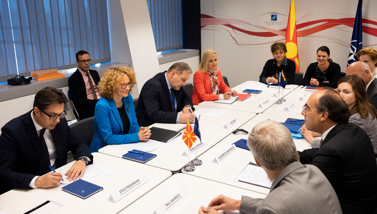 Formal Accession Talks with the Minister of Defence of the former Yugoslav Republic of Macedonia, Radmila Sekerinska-Jankovska and NATO Assistant Secretary General for Political Affairs and Security Policy, Alejandro Alvargonzalez