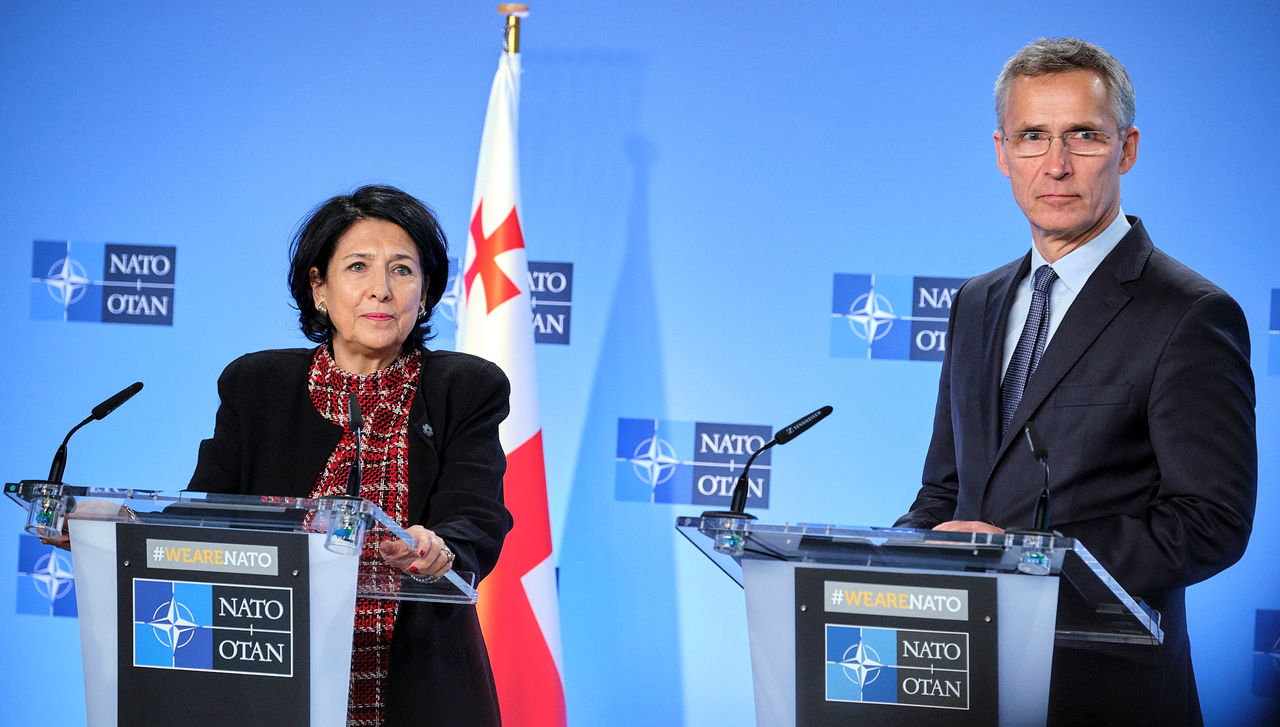 Joint press point with NATO Secretary General Jens Stoltenberg and the President of Georgia, Ms. Salome Zourabichvili