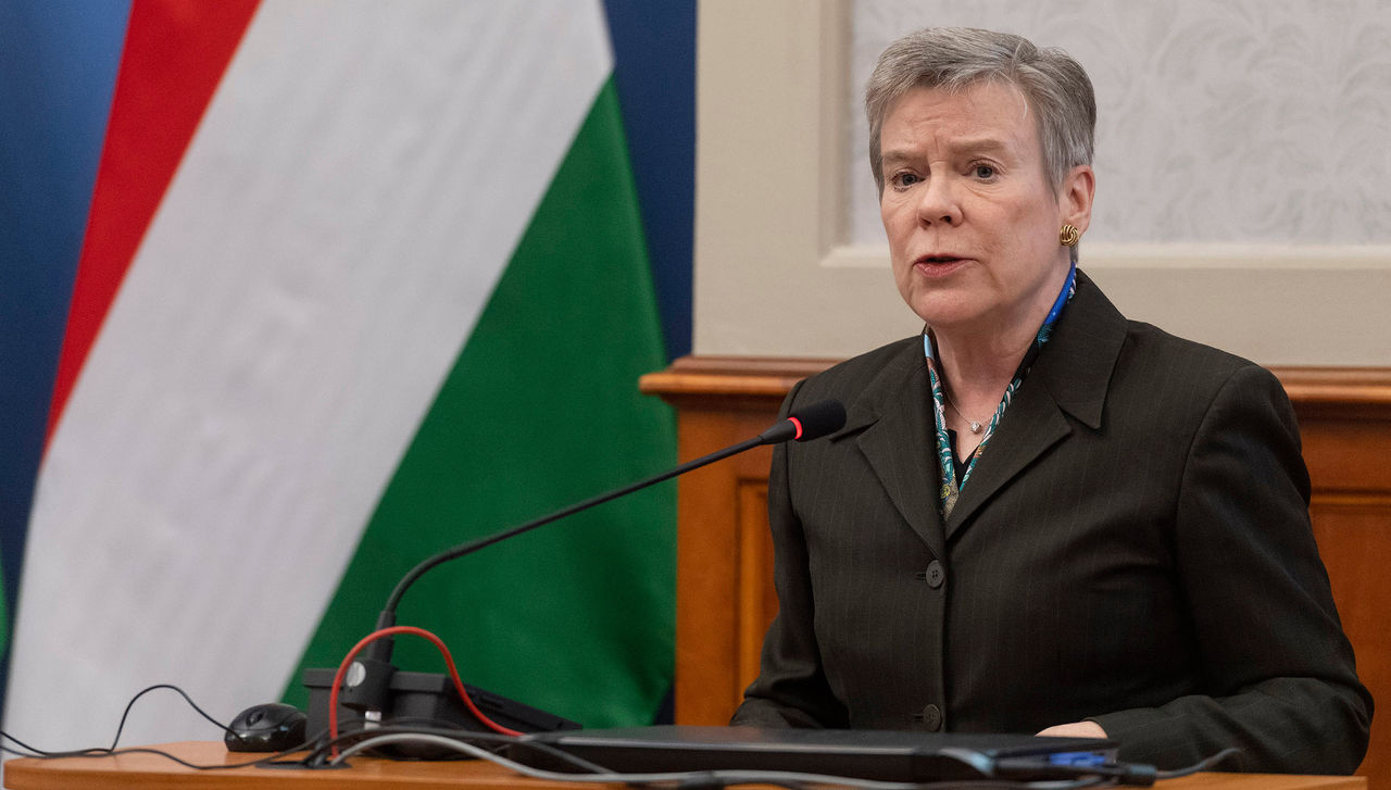 NATO Deputy Secretary General Rose Gottermoeller during her keynote speech at the Ambassadorial Conference of the Hungarian Ministry of Foreign Affairs.