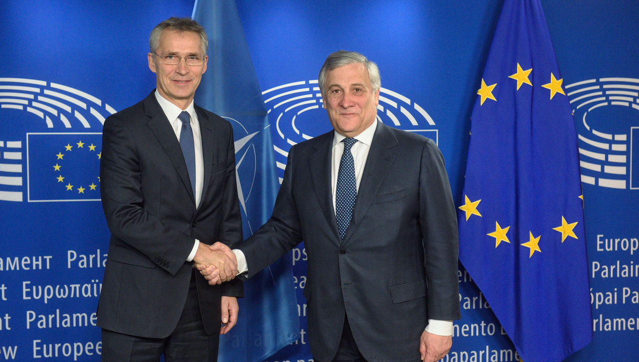 NATO Secretary General Jens Stoltenberg and the President of the European Parliament, Mr. Antonio Tajani