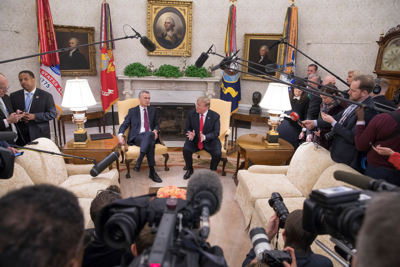 Press spray with NATO Secretary General Jens Stoltenberg and US President Donald Trump