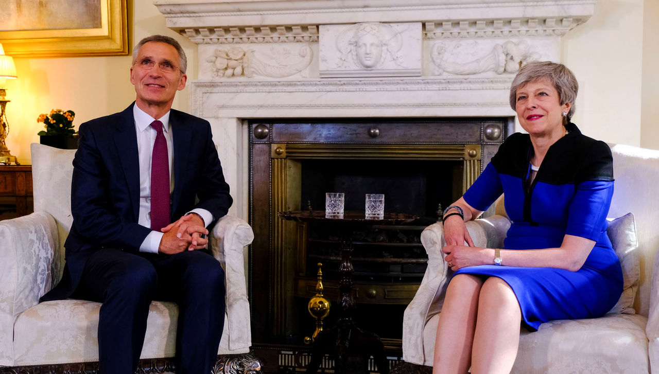NATO Secretary General Jens Stoltenberg and Theresa May, UK Prime Minister
