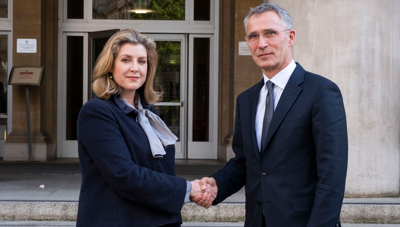 NATO Secretary General Jens Stoltenberg and Penny Mordaunt, UK Secretary of State for Defence