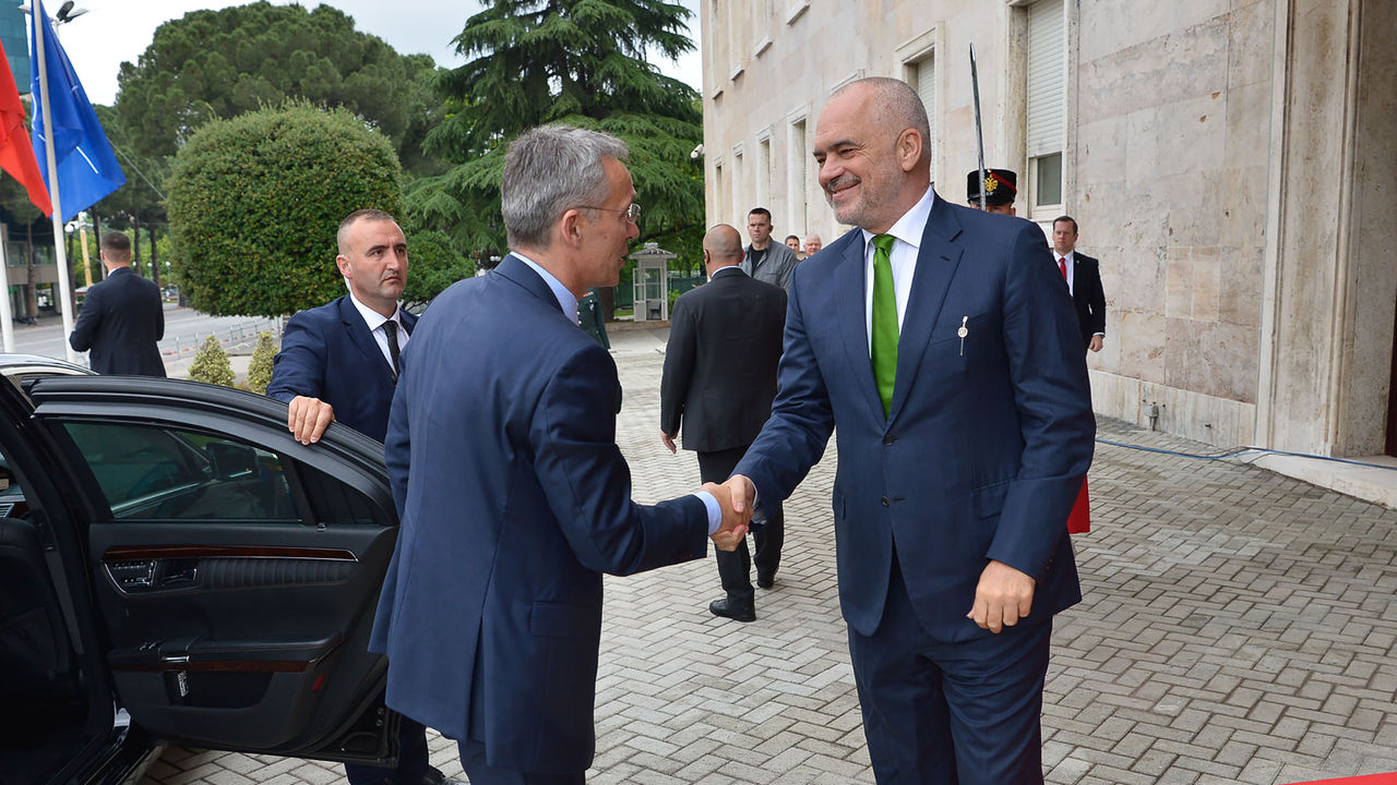 NATO Secretary General Jens Stoltenberg with Prime Minister of Albania Edi Rama