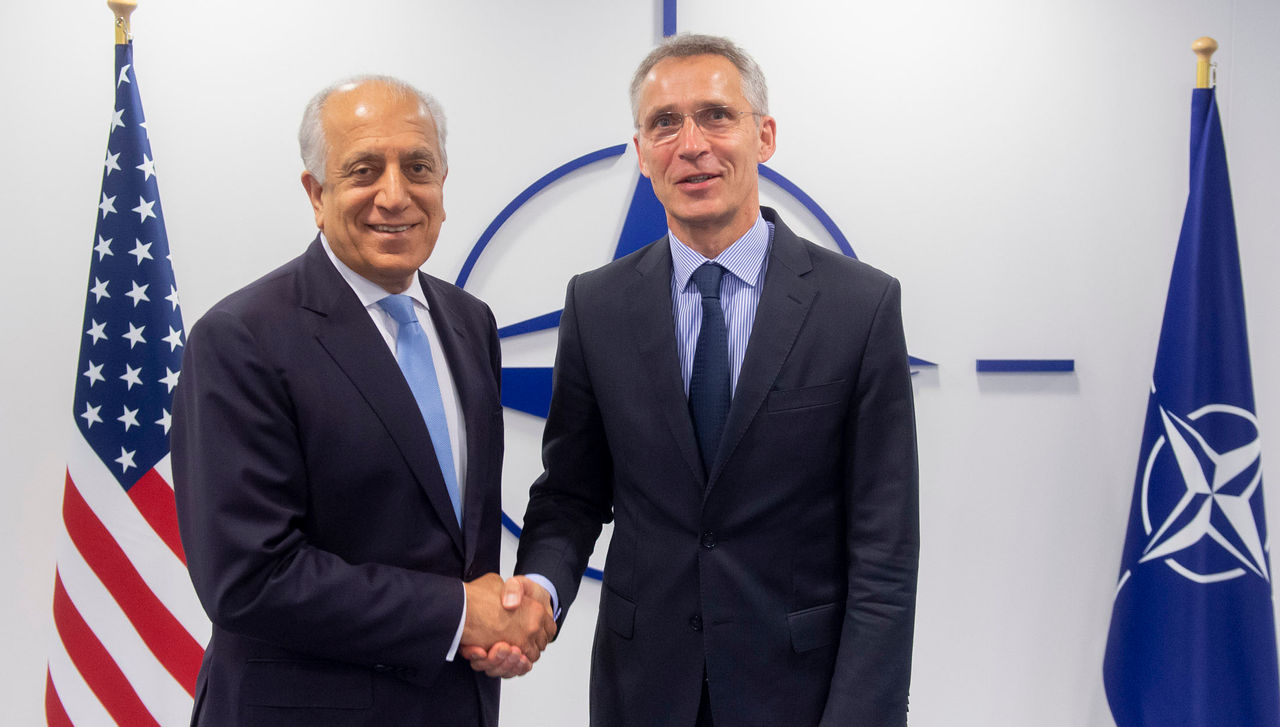 NATO Secretary General Jens Stoltenberg and the U.S. Special Representative for Afghanistan Reconciliation, Zalmay Khalilzad