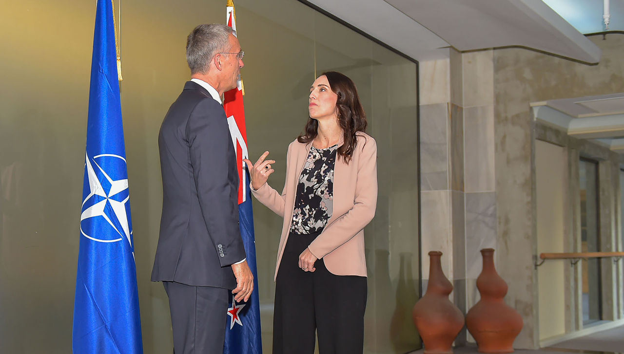 NATO Secretary General Jens Stoltenberg and Jacinda Ardern Prime Minister of New Zealand