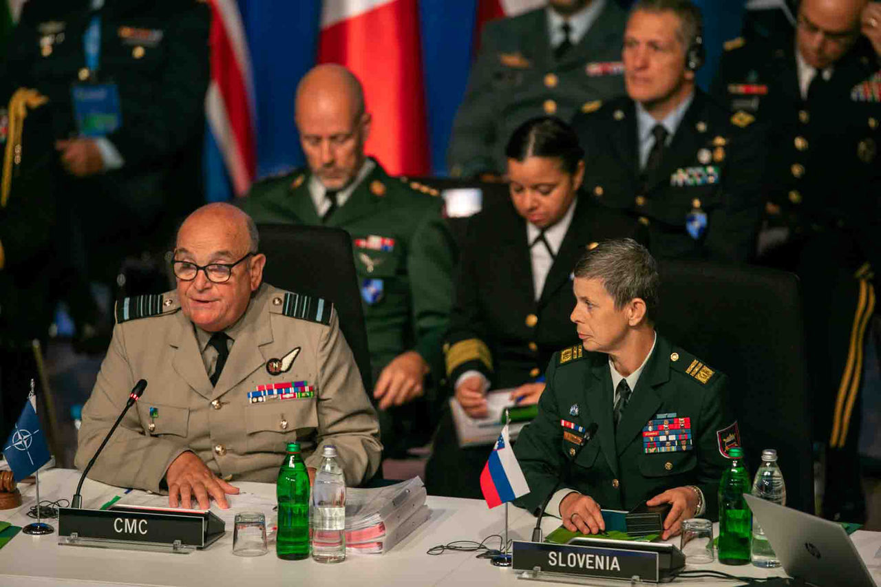 Air chief Marshal Sir Stuart Peach, the Chairman of the NATO Military Committee, and Major General Alenka Ermenc, Slovenian Chief of Defence