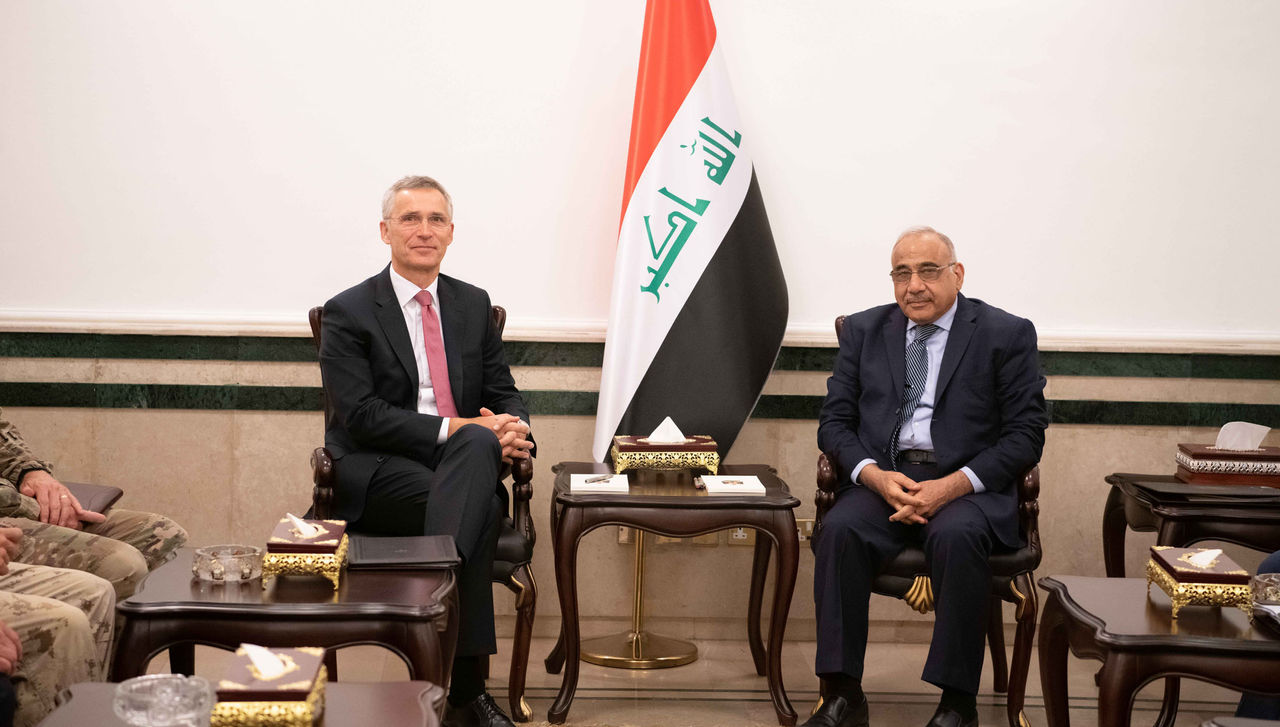 NATO Secretary General Jens Stoltenberg meets with the Minister of Defence of Iraq, Najah al-Shammari