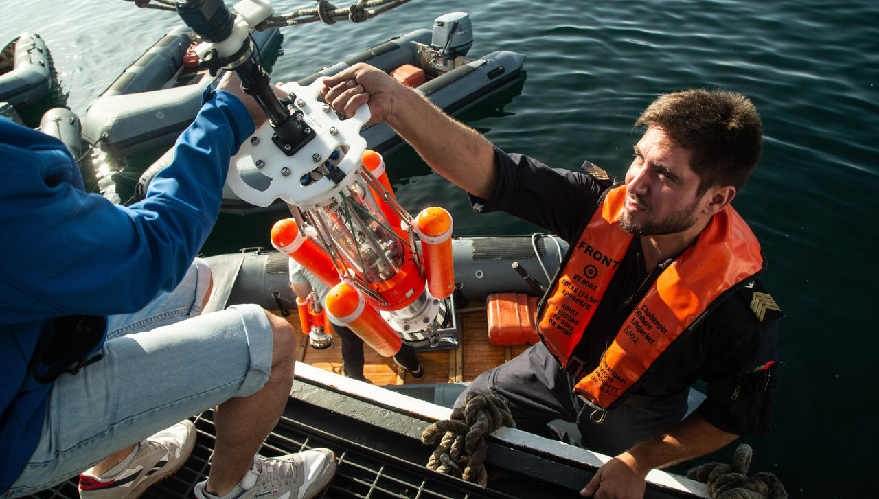 A sensor buoy is taken off the Portuguese Navy survey vessel NRP Dom Carlos I during exercise Recognized Environmental Picture, Maritime Unmanned Systems 19 (REP(MUS) 19). The exercise tests the ability of NATO Allies to integrate and share information gathered by unmanned systems in operational contexts. Portugal hosted the exercise, with participation from Belgium, Italy, Poland, Turkey, the United Kingdom, the United States and the NATO Centre for Maritime Research and Experimentation.