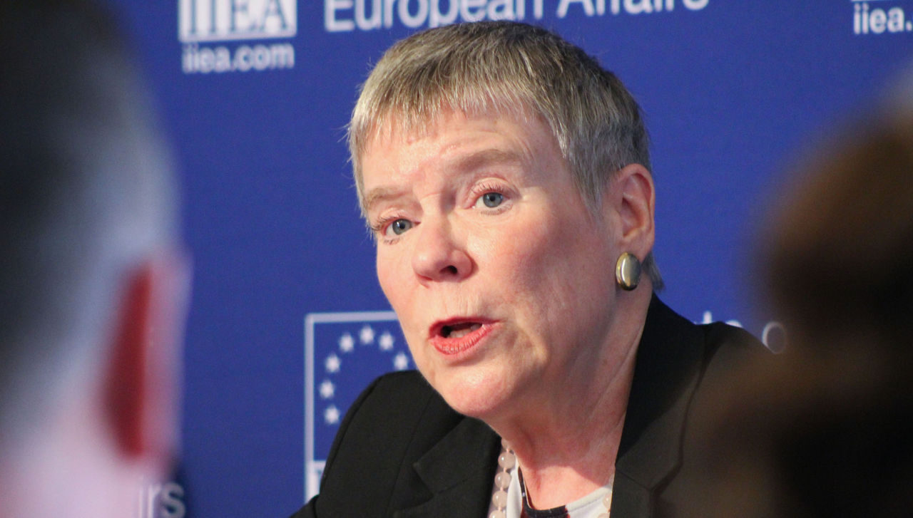 NATO Deputy Secretary General Rose Gottemoeller at the Institute of International and European Affairs (IIEA), taking part in a discussion on 'The Resilience of 1325: Women, Peace and Security'