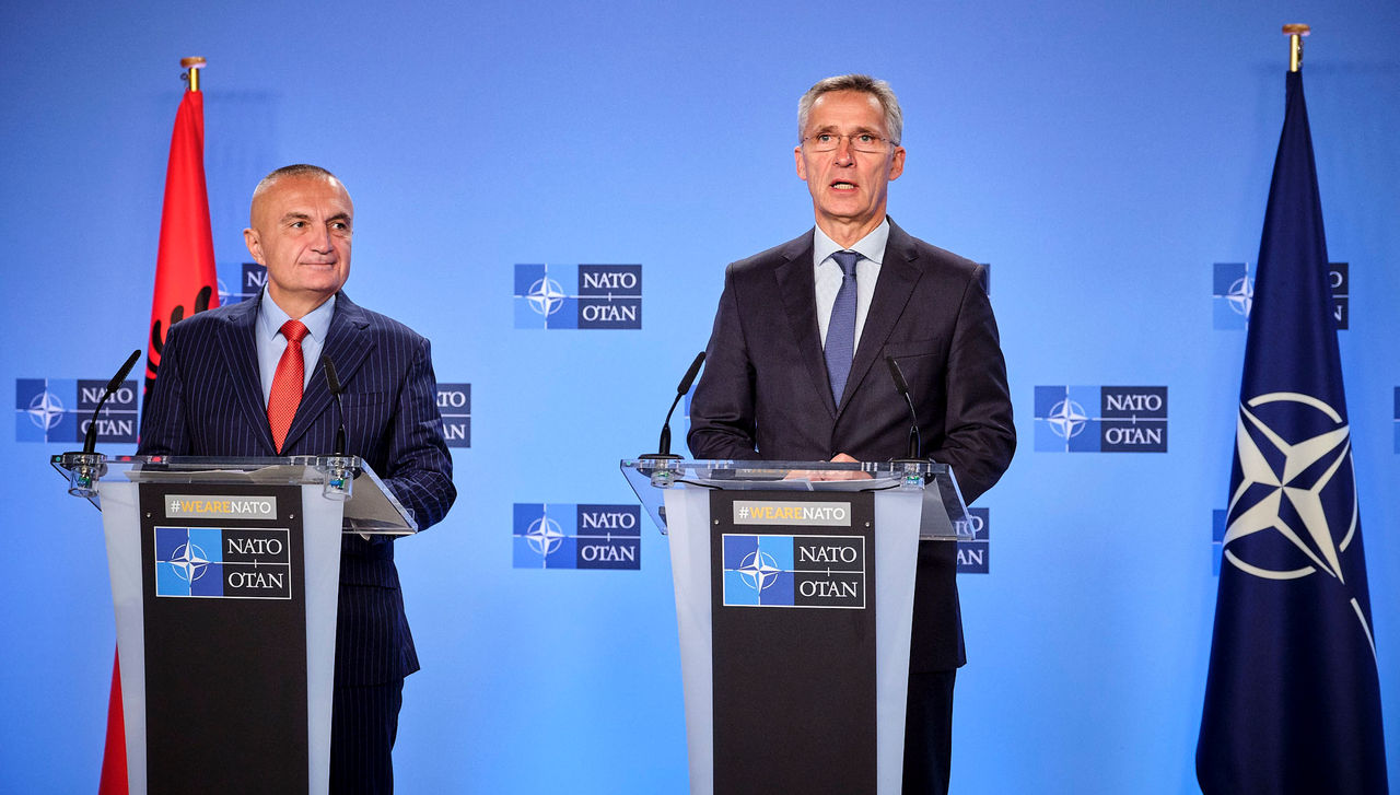 Joint press point with NATO Secretary General Jens Stoltenberg and the President of Albania, Ilir Meta