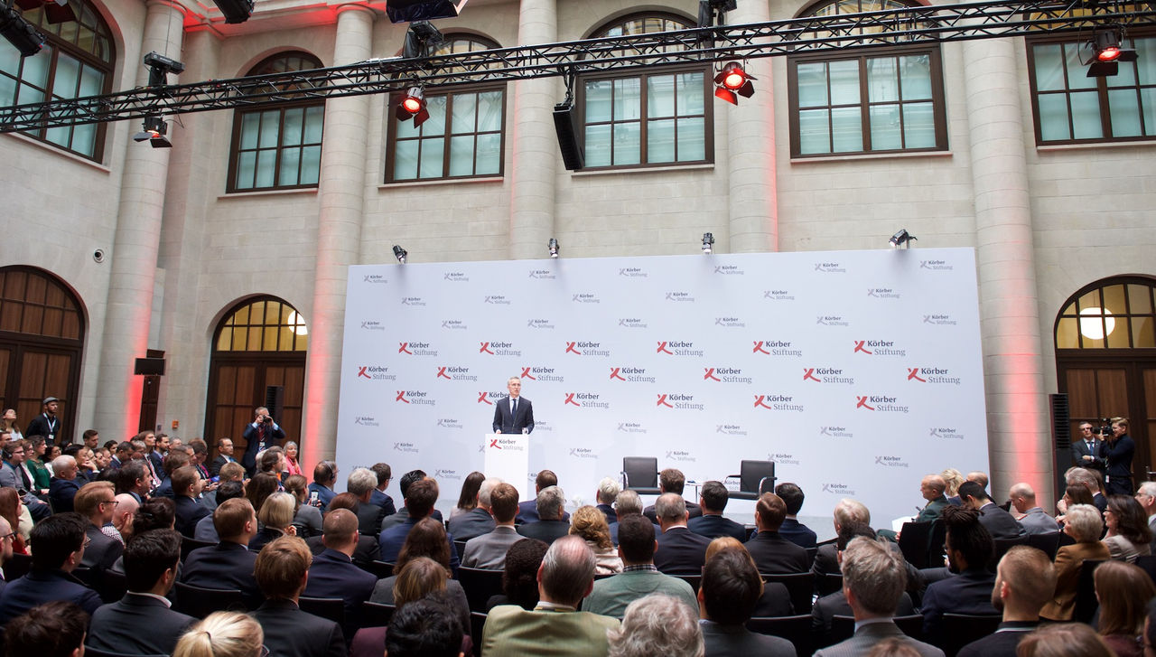 NATO Secretary General Jens Stoltenberg delivers a keynote speech at the Koerber Global Leaders Dialogue on ''NATO at 70 - the Bedrock of European and Transatlantic Security''