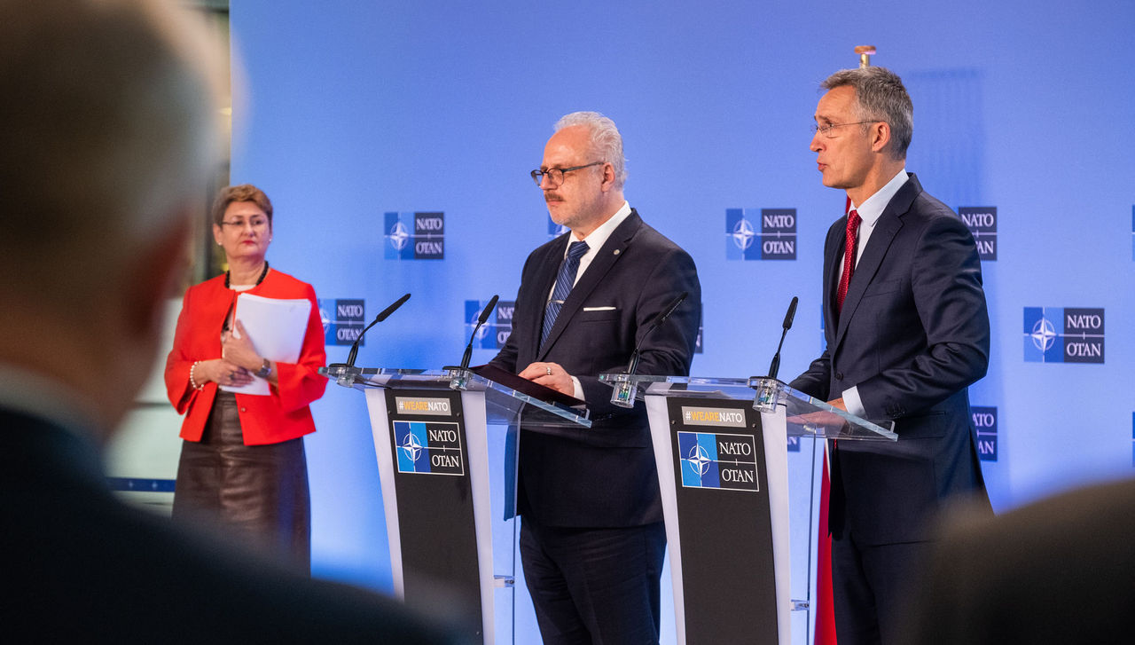 Joint press point with NATO Secretary General Jens Stoltenberg and the President of Latvia, Egils Levits