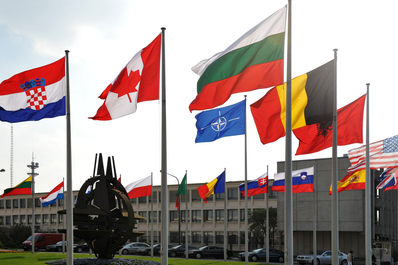 Flags of the 28 NATO member countries 