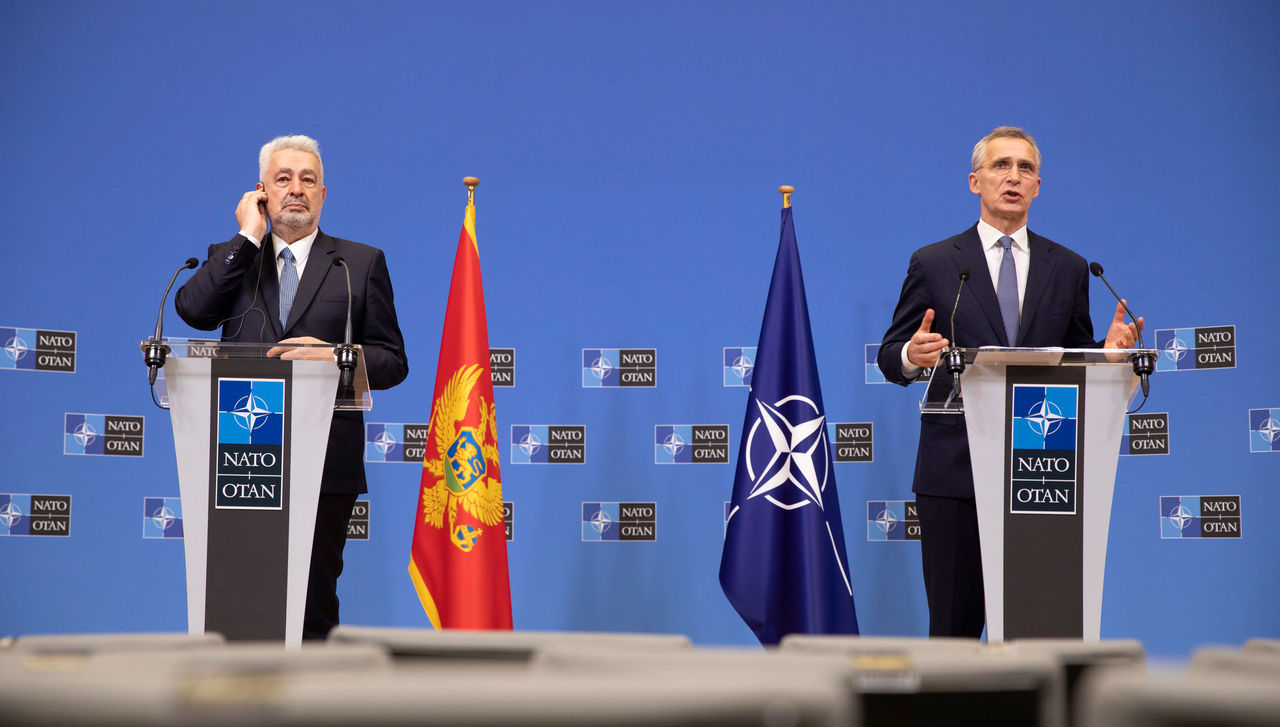 Joint press point with NATO Secretary General Jens Stoltenberg and the Prime Minister of Montenegro, Zdravko Krivokapić