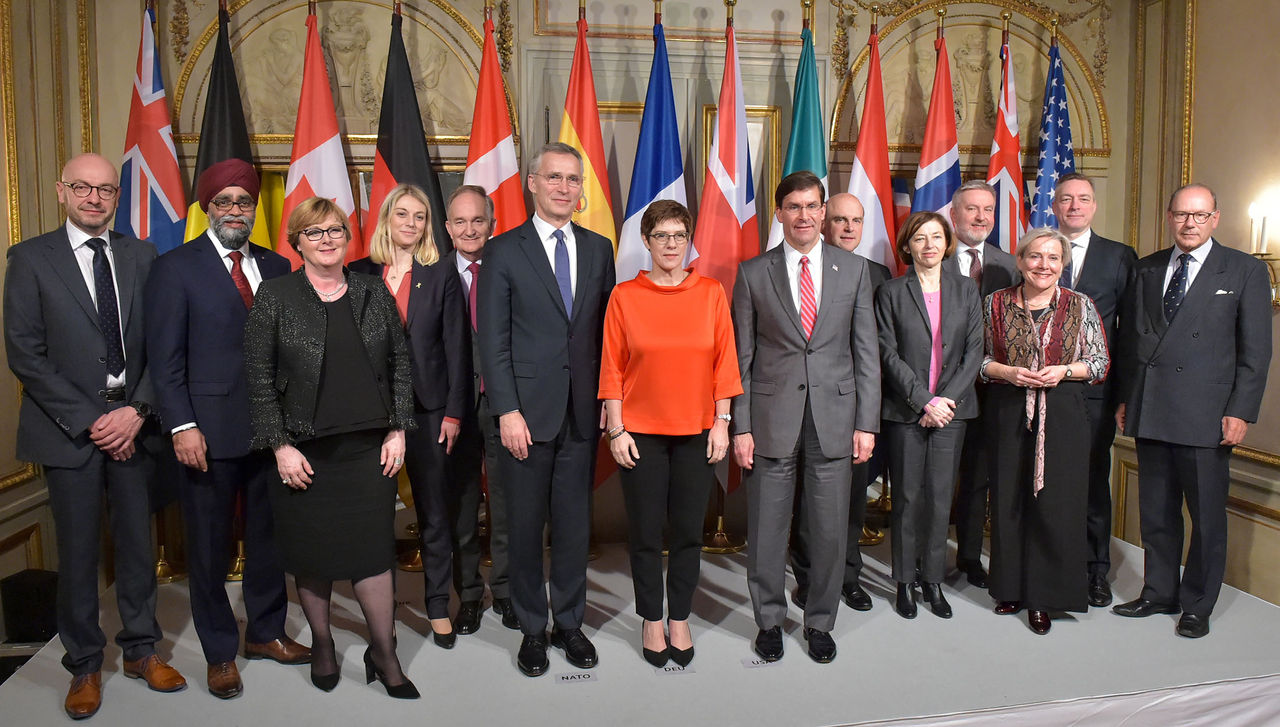 NATO Secretary General Jens Stoltenberg with the Ministers of Defence attending the Defeat-ISIS Defence Ministerial meeting in Munich