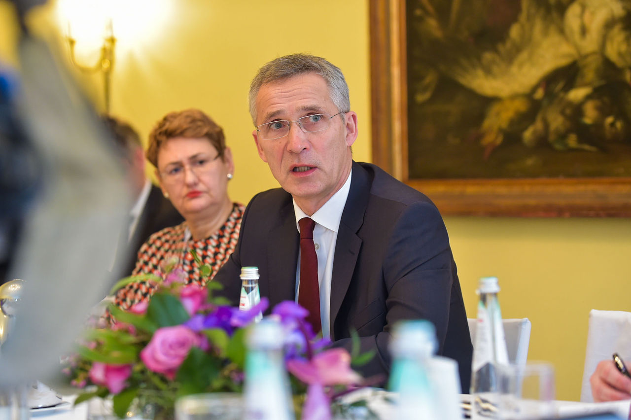 Round table with NATO Secretary General Jens Stoltenberg and media representatives