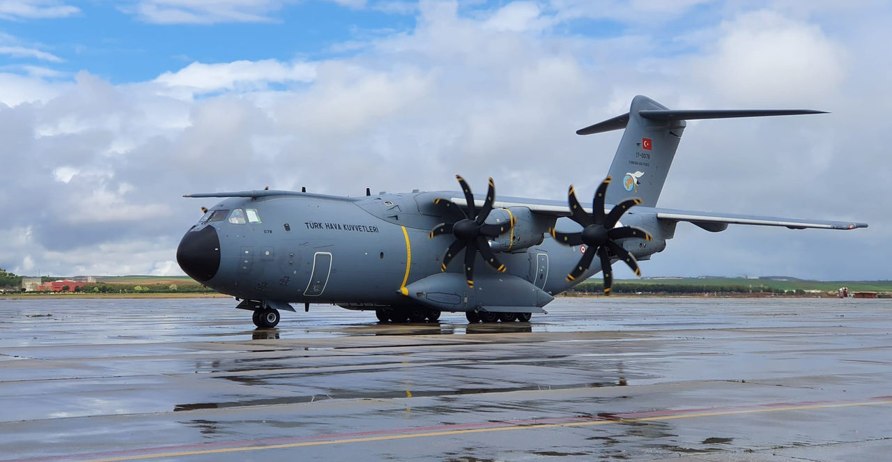 An Antonov AN-124 plane arrives at Bratislava airport with 48 tons of medical material to combat the effects of the coronavirus pandemic na d is unloaded bu Slovak soldiers. (The cargo aircraft is part of the NATO managed  Strategic Airlift International Solution (SALIS) programme)