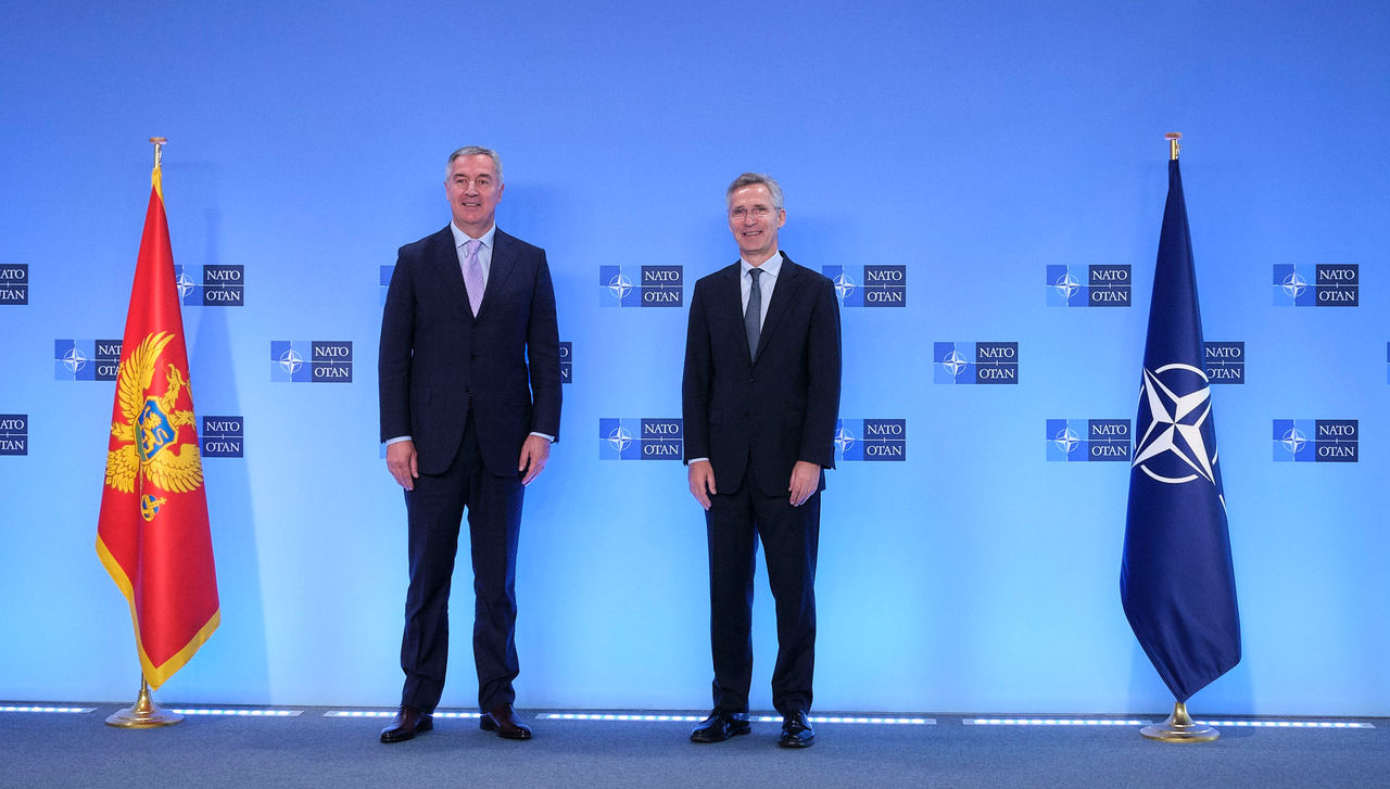 NATO Secretary General Jens Stoltenberg welcomes the President of Montenegro, Milo Đukanović to NATO