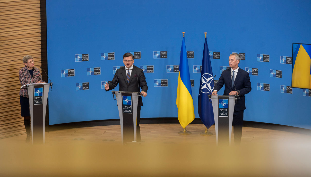 Press conference with NATO Secretary General Jens Stoltenberg and the Minister of Foreign Affairs of Ukraine, Dmytro Kuleba