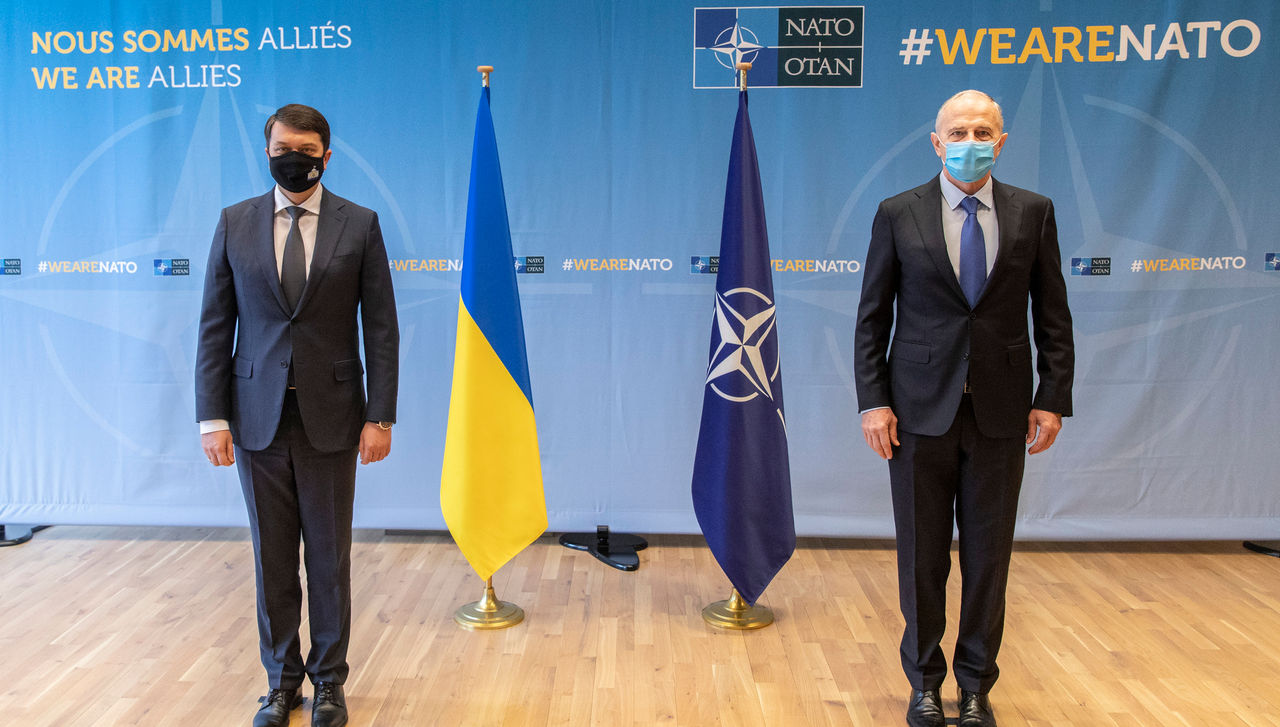 NATO Deputy Secretary General Mircea Geoană meets with Dmytro Razumkov, Speaker of the Verkhovna Rada of Ukraine