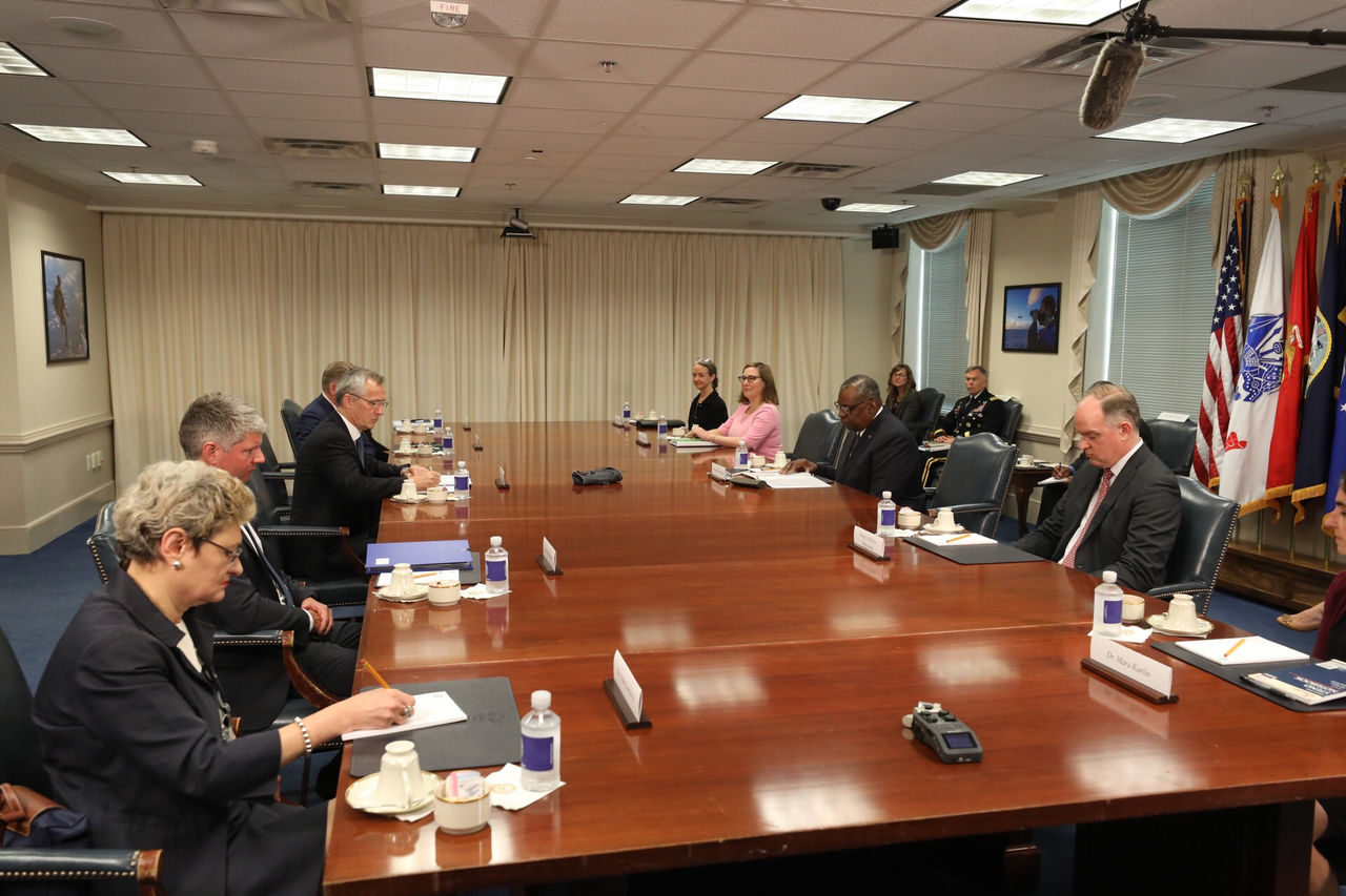 NATO Secretary General Jens Stoltenberg at an event hosted by the Atlantic Council. 