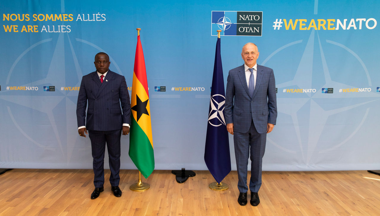 Dominic Bingab Aduna Nitiwul, Minister of Defence of the Republic of Ghana visits NATO and meets with NATO Deputy Secretary General, Mircea Geoană
