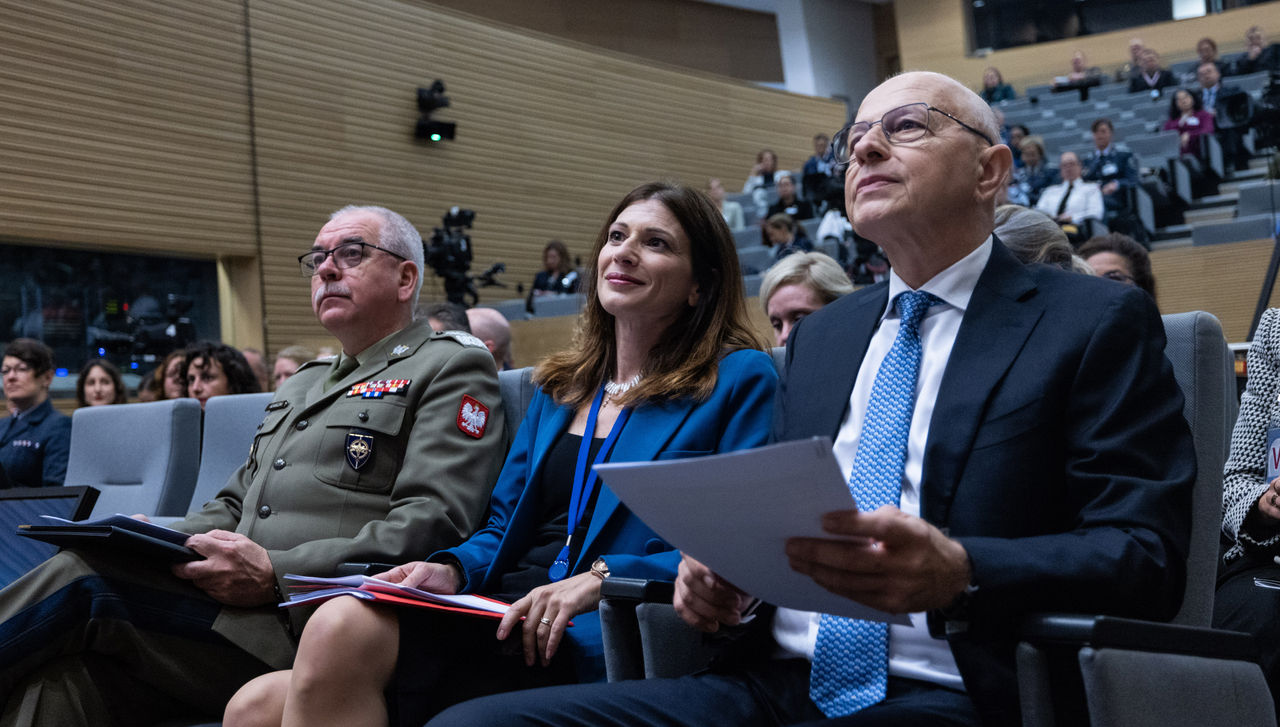NATO Deputy Secretary General Mircea Geoană and Irene Fellin, Secretary General’s Special Representative for Women, Peace and Security, at the 46th NATO Committee on Gender Perspectives discussing hybrid threats, disinformation and human security