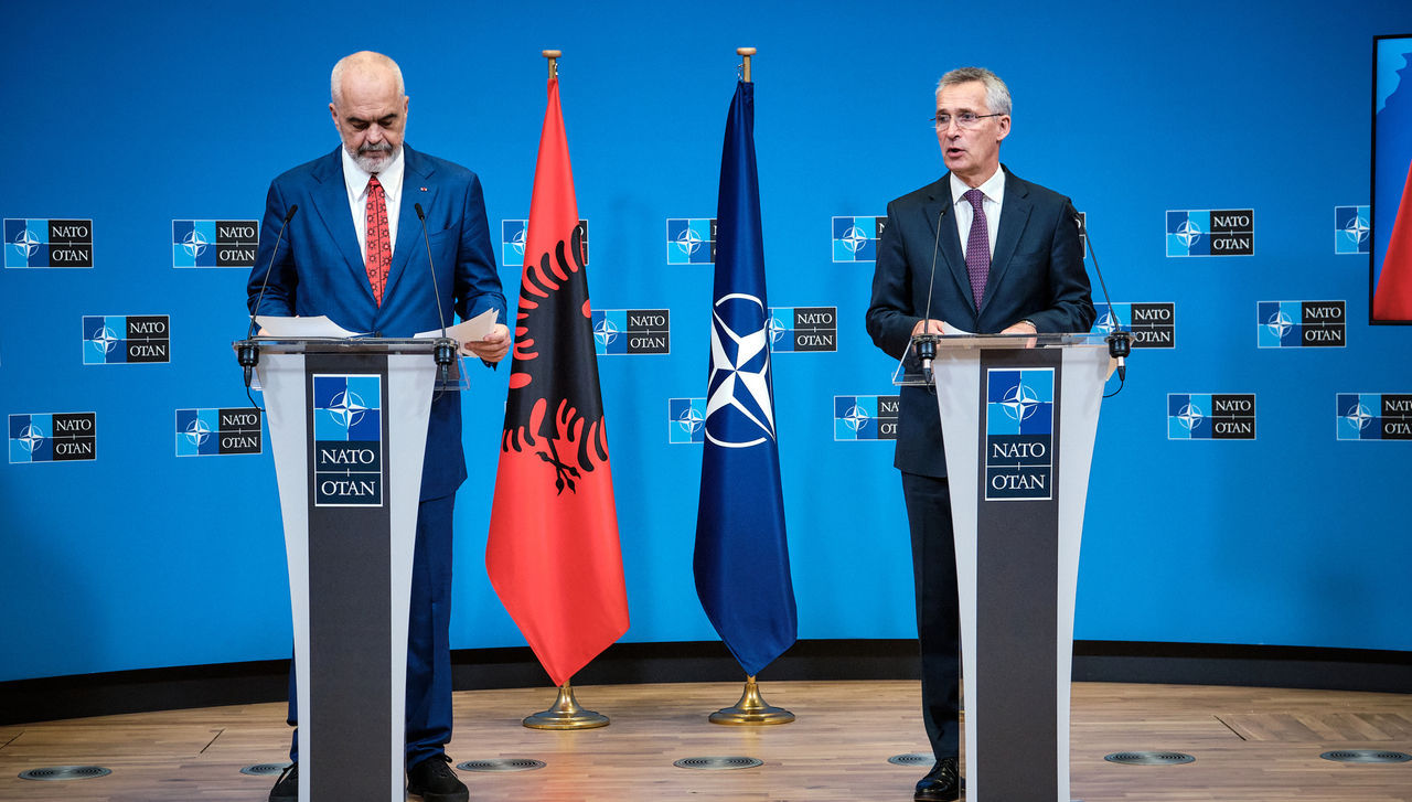 NATO Secretary General Jens Stoltenberg and the Prime Minister of Albania Edit Rama